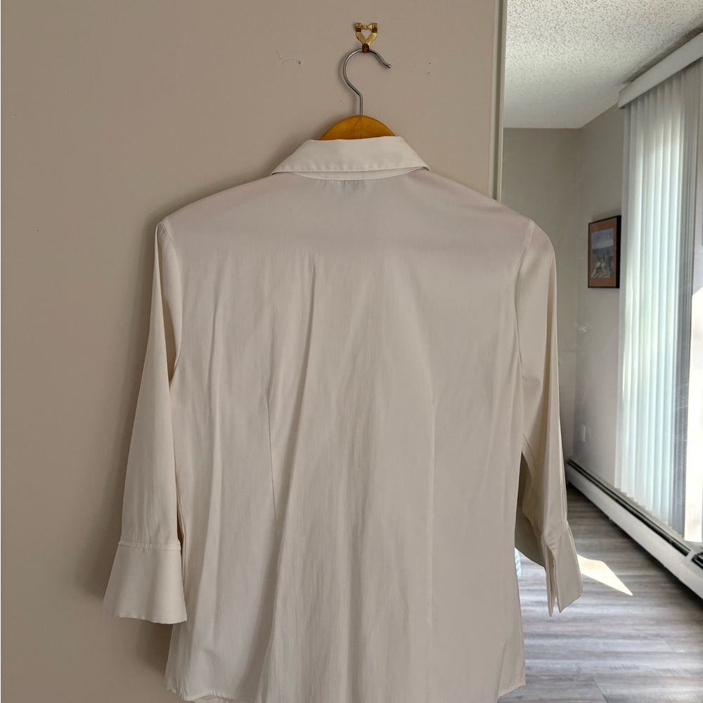 Jessica White Collared Button-Up Blouse / Y2K - Picture 2 of 8